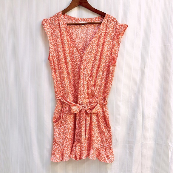 LOFT Pants - Loft Outlet Coral And White Floral Pattern Short Romper